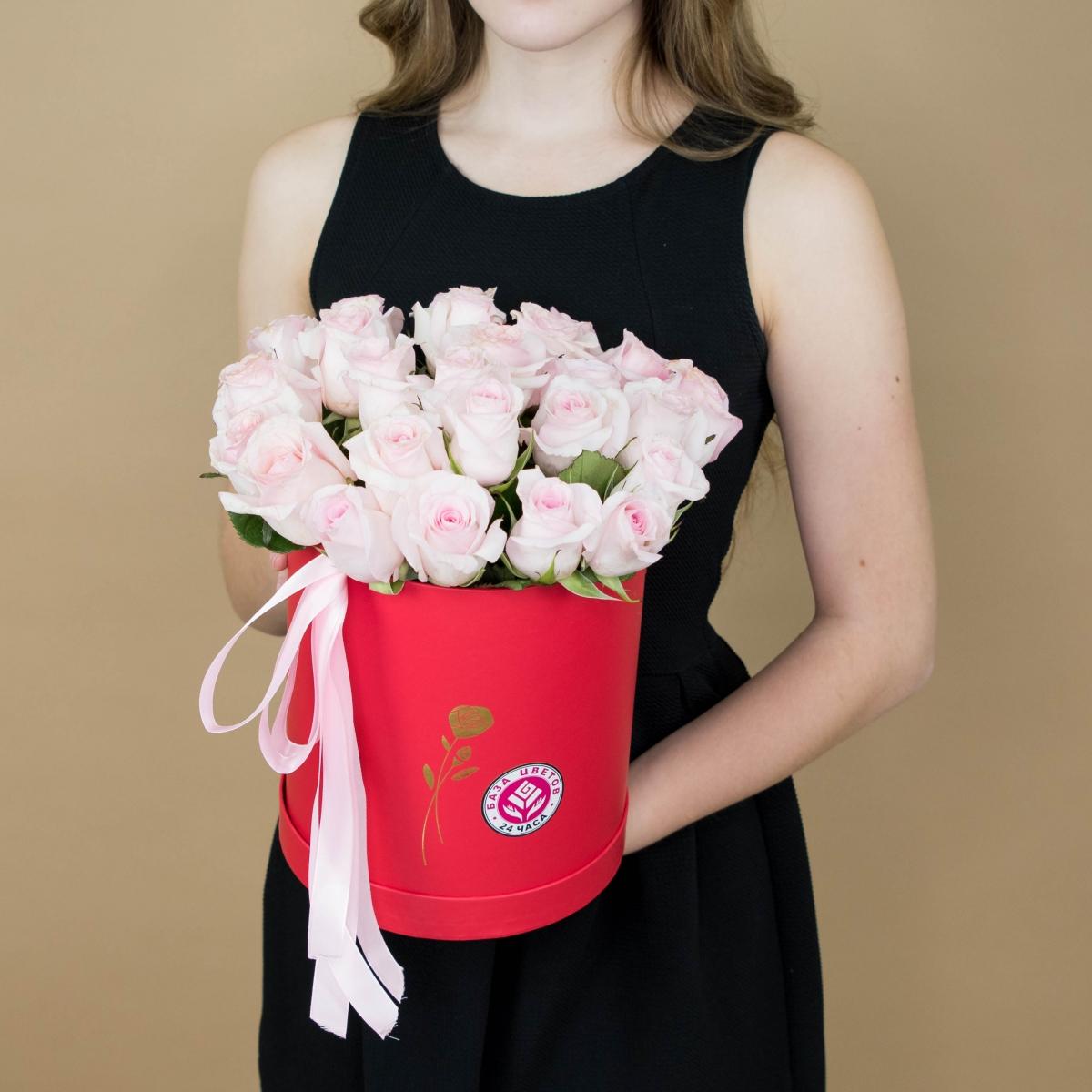 Розы розовые в шляпной коробке articul  180sch