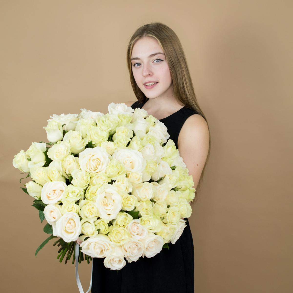 Букет из белых роз 101 шт 40 см (Эквадор) код  8325s