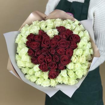 Букет 101 роза (Кения) в виде Сердца [код товара  10530sch]